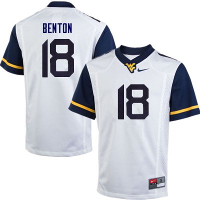 Men's West Virginia Mountaineers NCAA #18 Charlie Benton White Authentic Nike Stitched College Football Jersey TF15R18LH